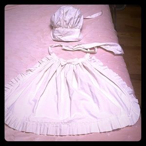 Child size handmade bonnet an apron